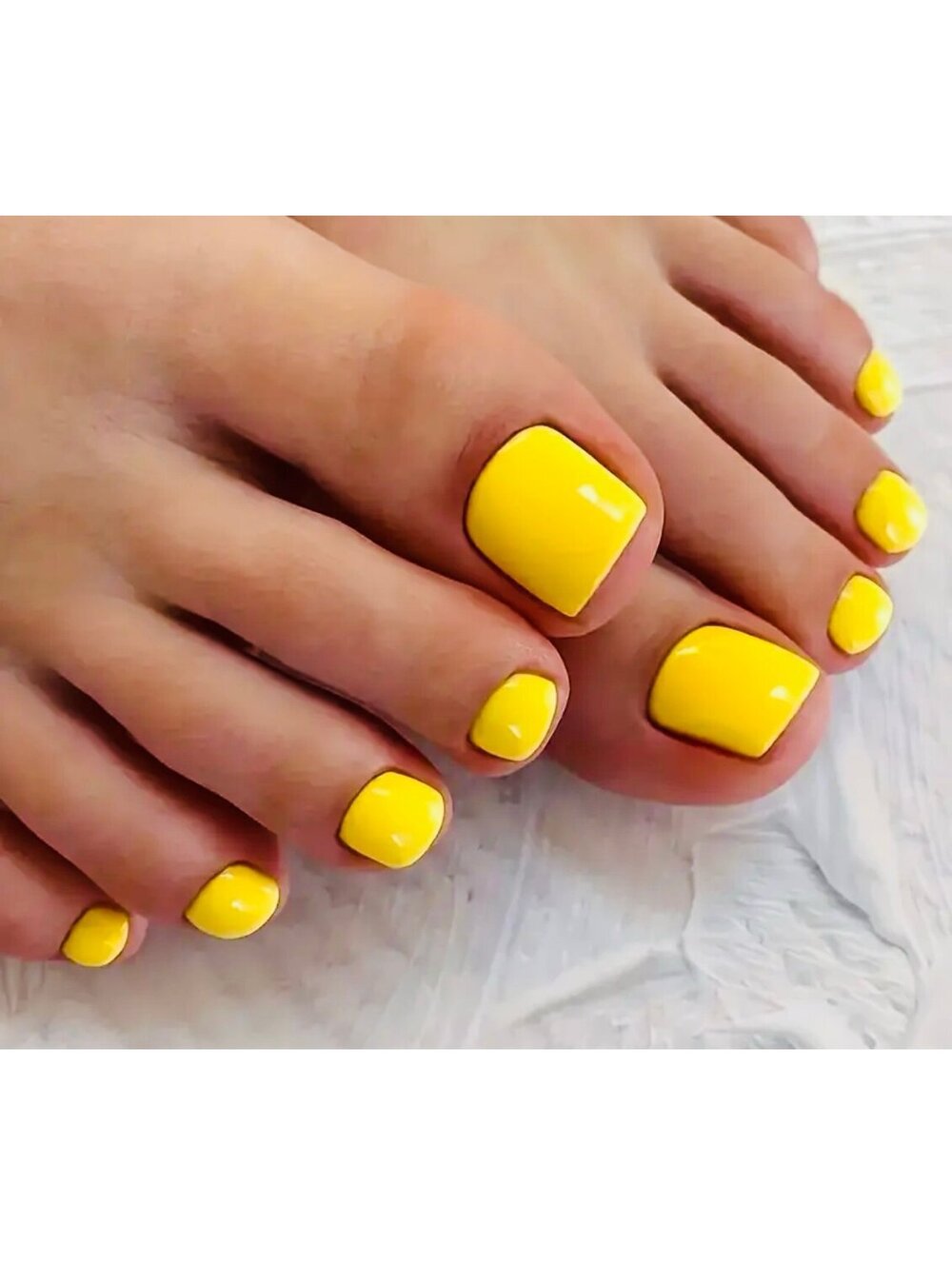 New - 24pcs - Sunshine Yellow Reusable Press-On-Toe-Nails